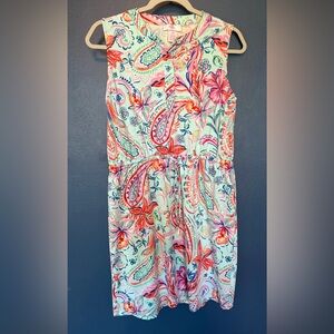 Stella Parker Dress Womens MED Tropical Floral Pink Green Orange Beach Pool